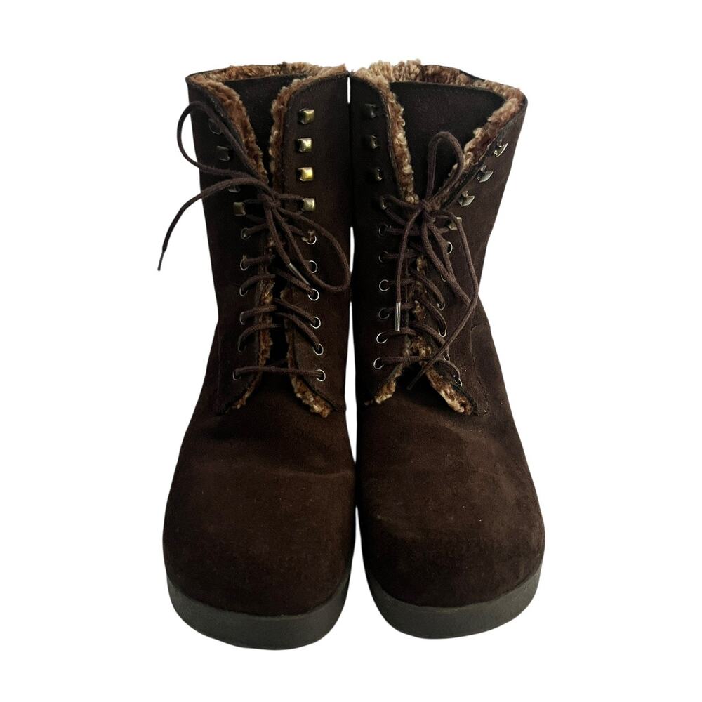 Stephane Kelian PARIS Shearling Ankle Boots •9• Brown Suede Leather Heeled Shoes - Picture 2 of 11